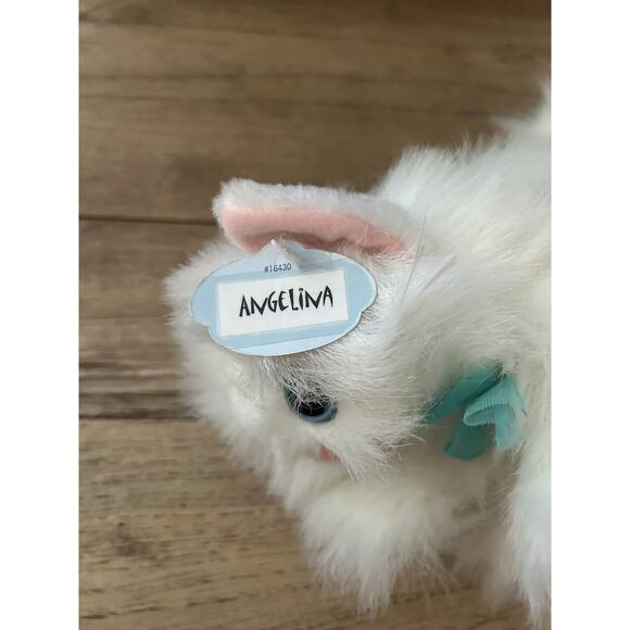 Vtg Tyco DSI Kitty Kitty Kittens Plush Toy 2000 White Blue Bow & Purr With Tag - Picture 8 of 8